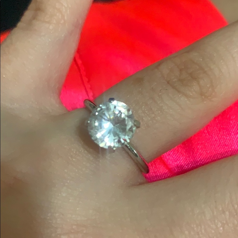 Cz Solitaire Sterling Silver Ring - image 2